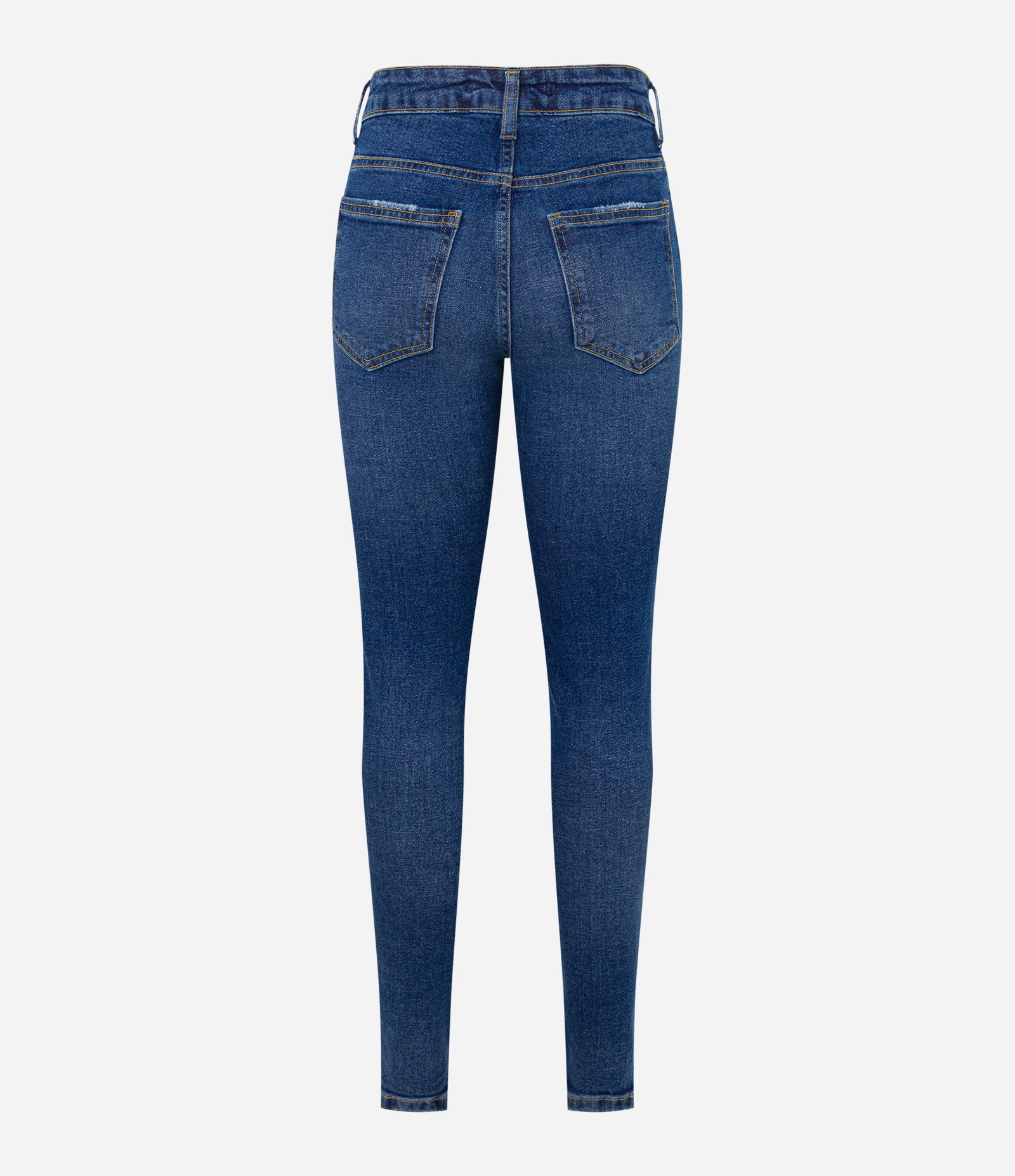 Calça Skinny em Jeans com Frisos Recortados Azul 6