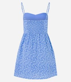 Vestido Curto em Viscose Floral Liberty e Lastex nas Costas