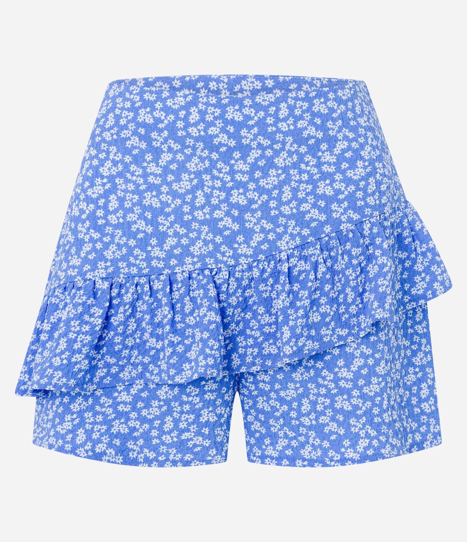 Short Saia em Viscose com Babado e Estampa Floral Liberty Azul 5