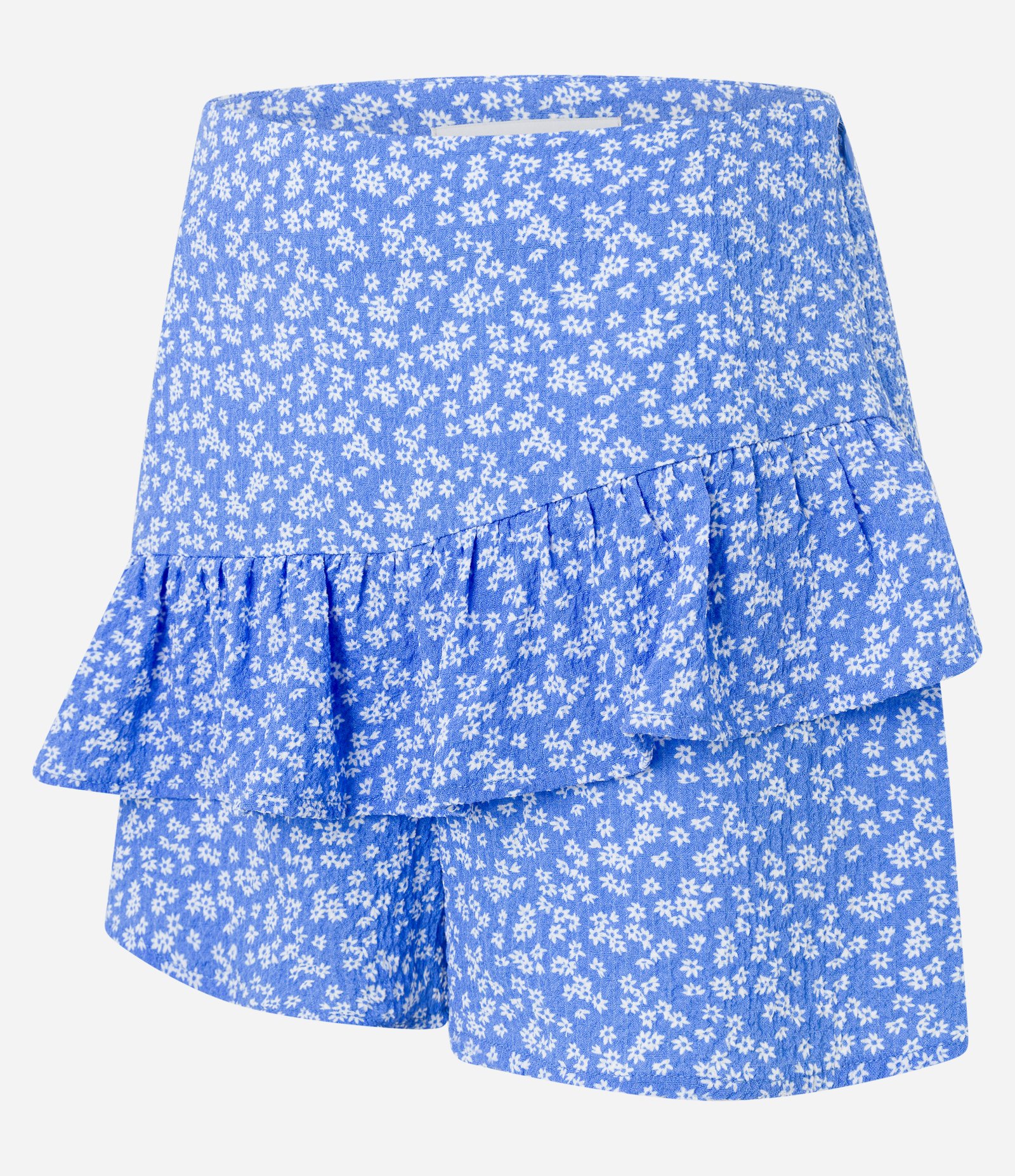 Short Saia em Viscose com Babado e Estampa Floral Liberty Azul 6