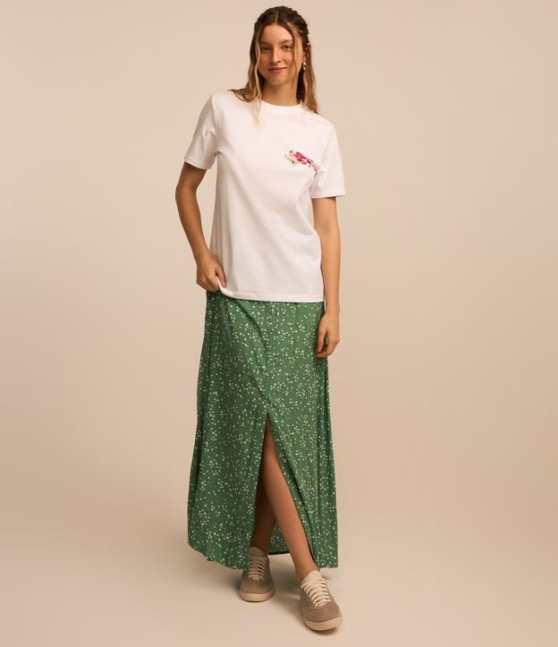 Saia Longa em Viscose Floral Liberty e Abotoamento Frontal