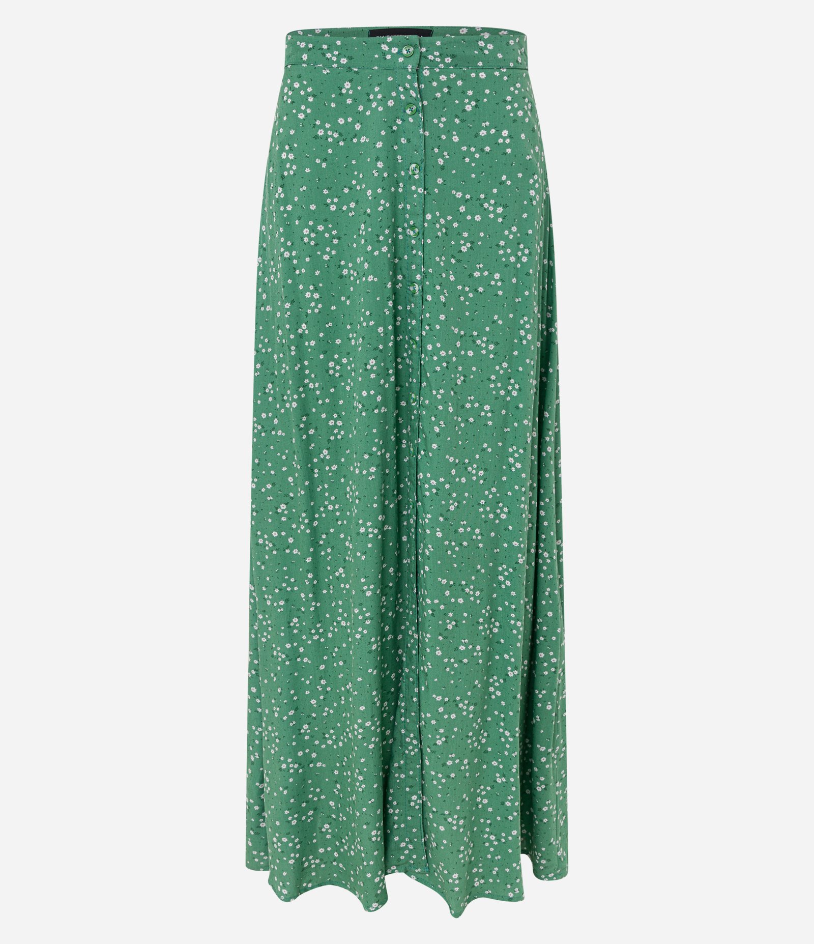 Saia Longa em Viscose Floral Liberty e Abotoamento Frontal Verde 5