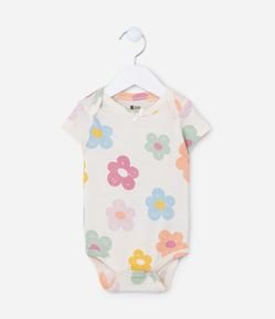 Body em Suedine com Estampa Floral - Tam 0 a 18 Meses