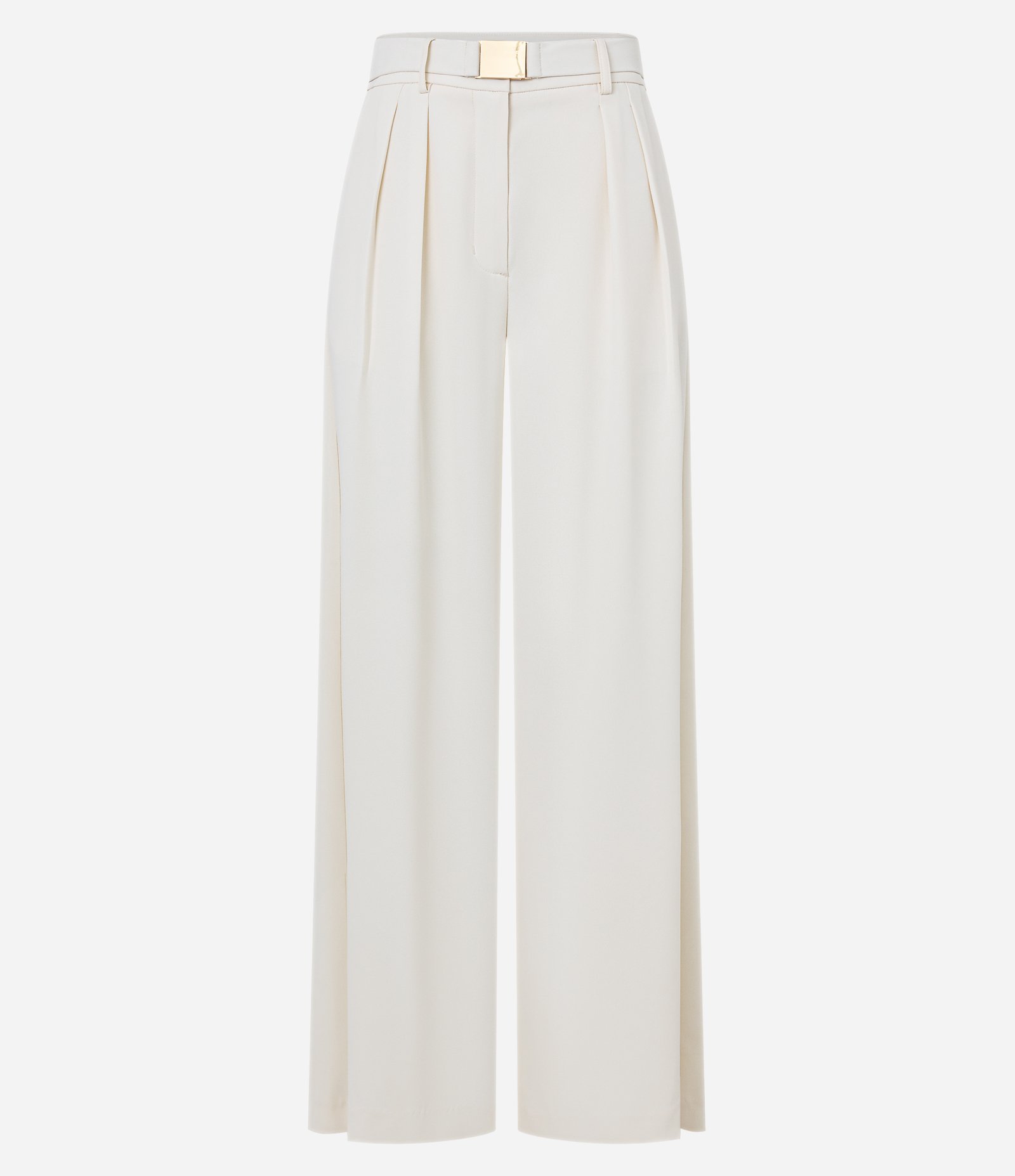 Calça Wide Leg em Crepe com Cinto e Bolsos Branco 7