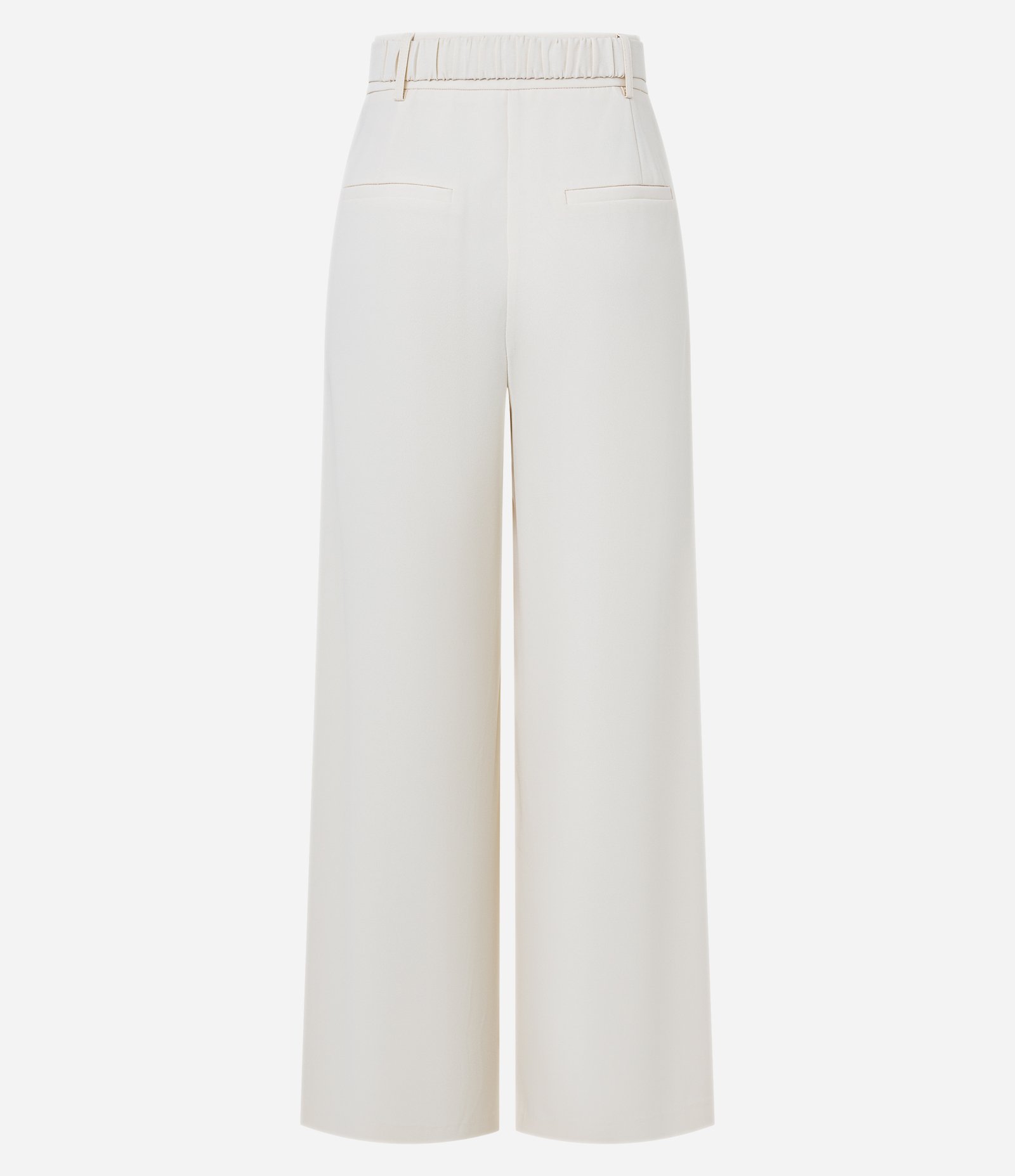 Calça Wide Leg em Crepe com Cinto e Bolsos Branco 8
