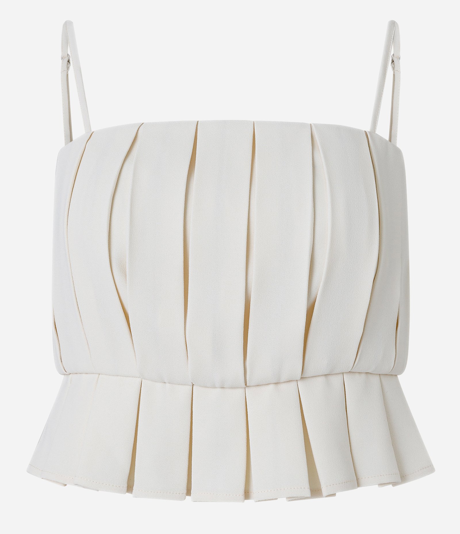 Blusa Cropped em Crepe com Pregas e Lastex nas Costas Branco 7