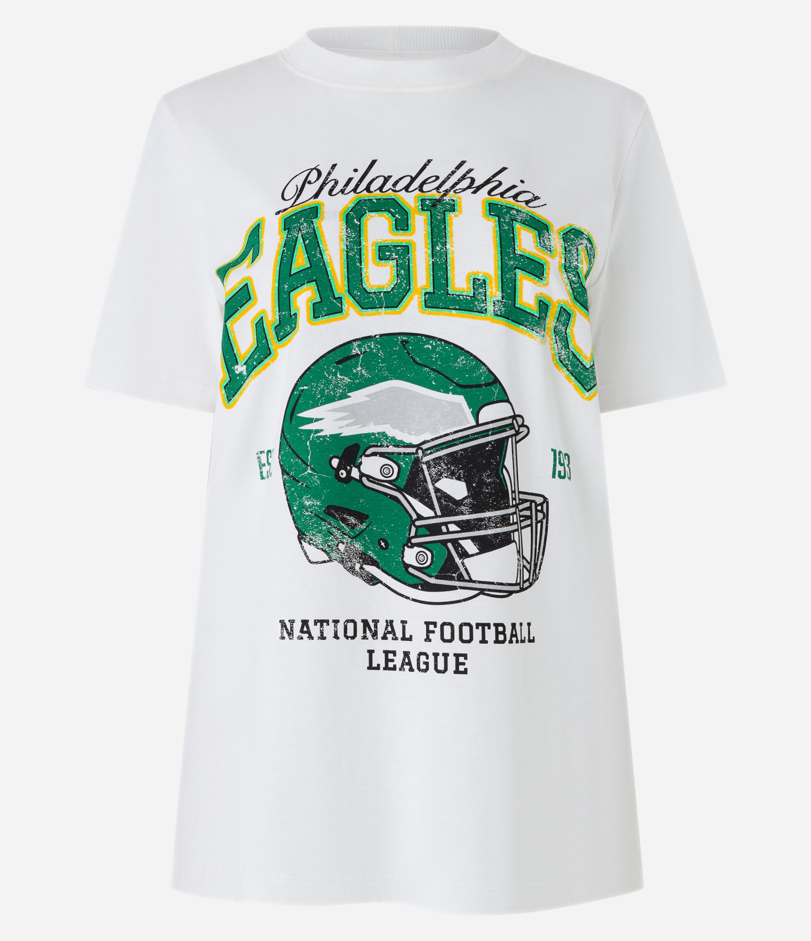 Camiseta Alongada em Algodão com Estampa NFL Philadelhpia Eagles Branco 4