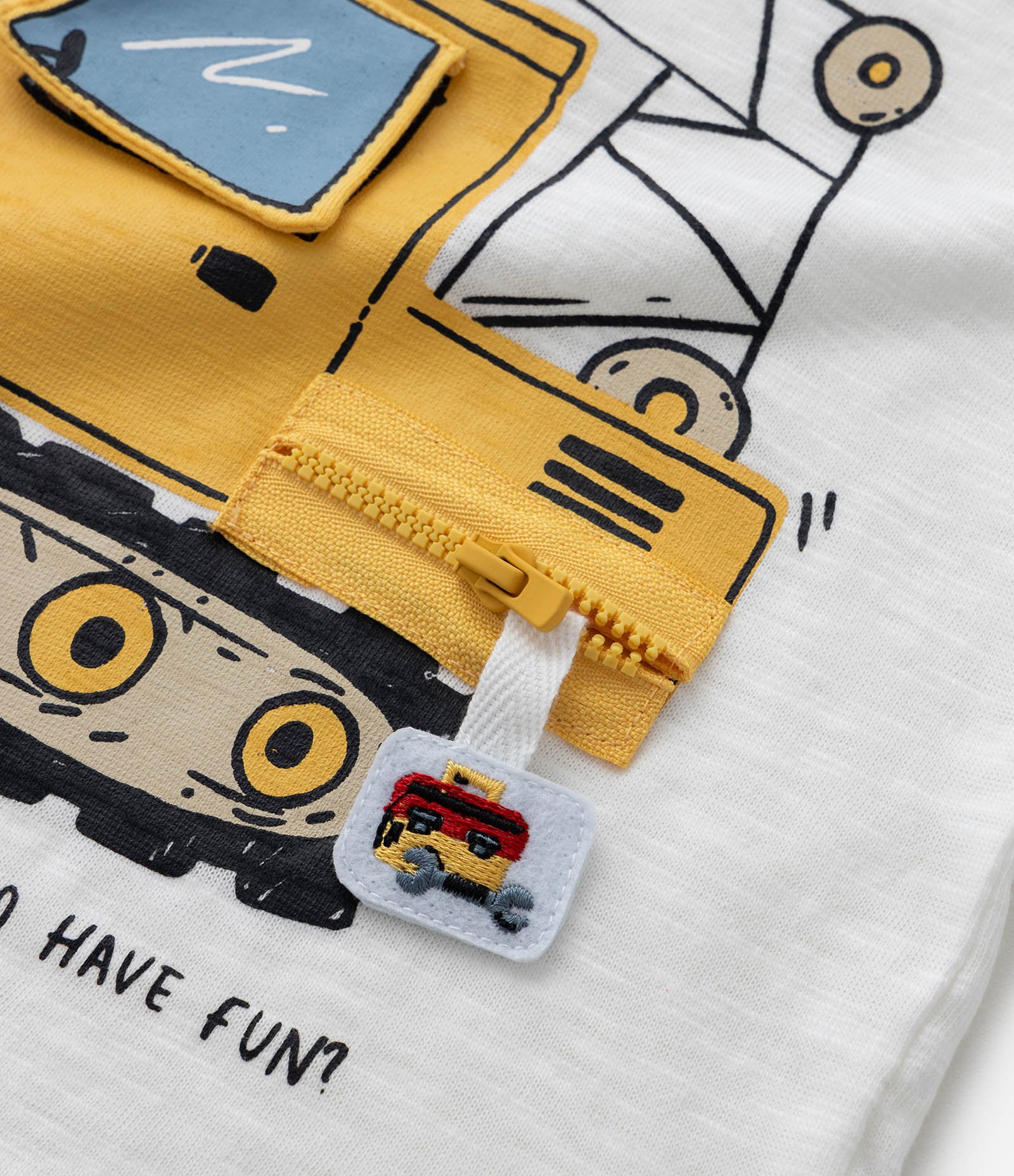 Camiseta Infantil com Estampa Interativa de Trator - Tam 1 a 6 Anos Branco Neve 6