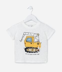 Camiseta Infantil com Estampa Interativa de Trator - Tam 1 a 6 Anos