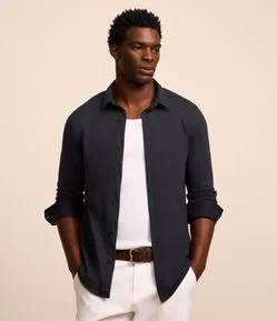 Camisa em Piquet Performance com Gola Lapela e Manga Longa
