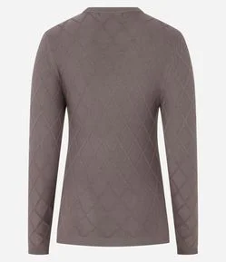 Suéter em Tricô com Gola Redonda e Textura Losângos