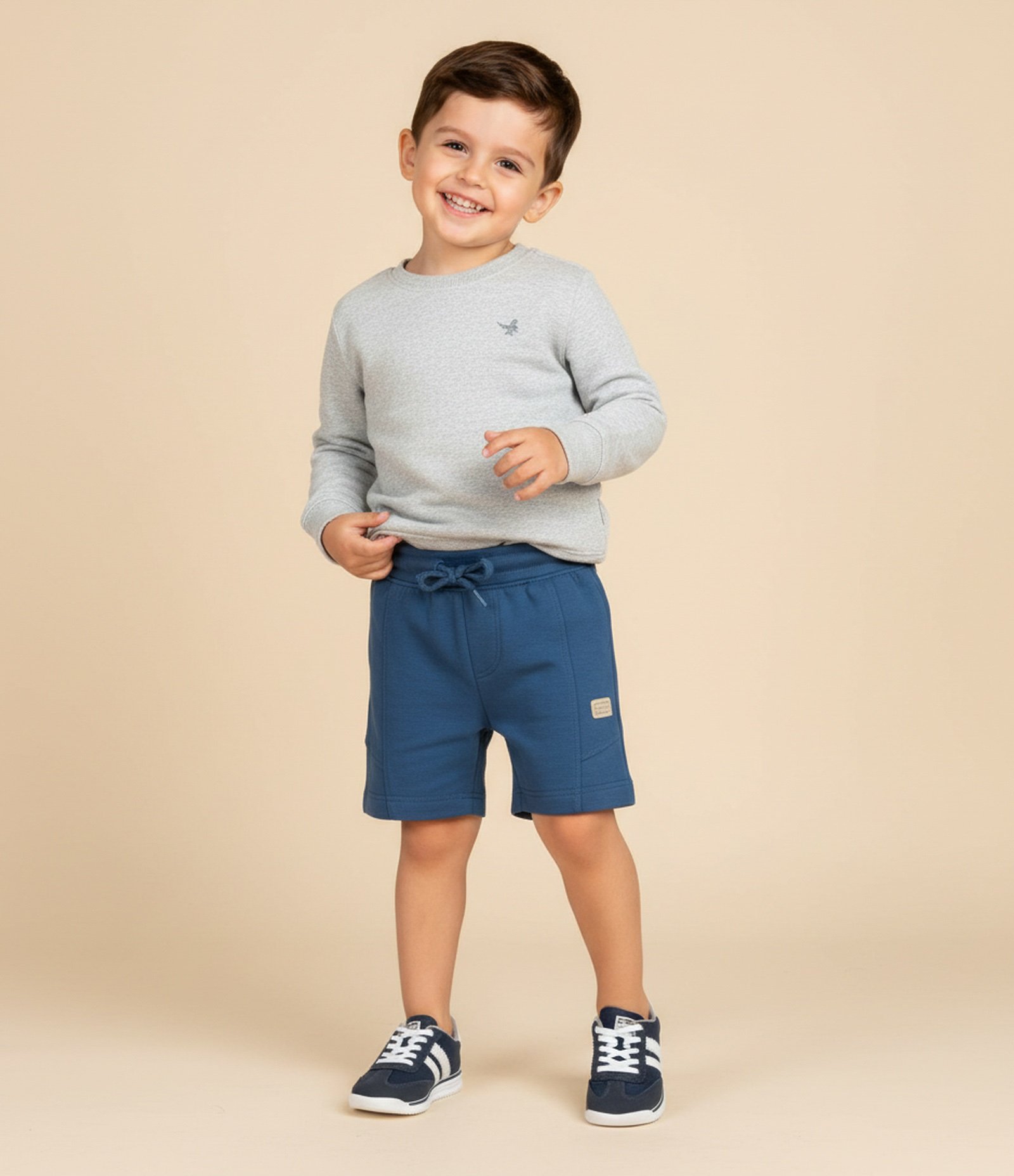Blusão Infantil com Bordado Dino - Tam 1 a 6 Anos Cinza Claro 1
