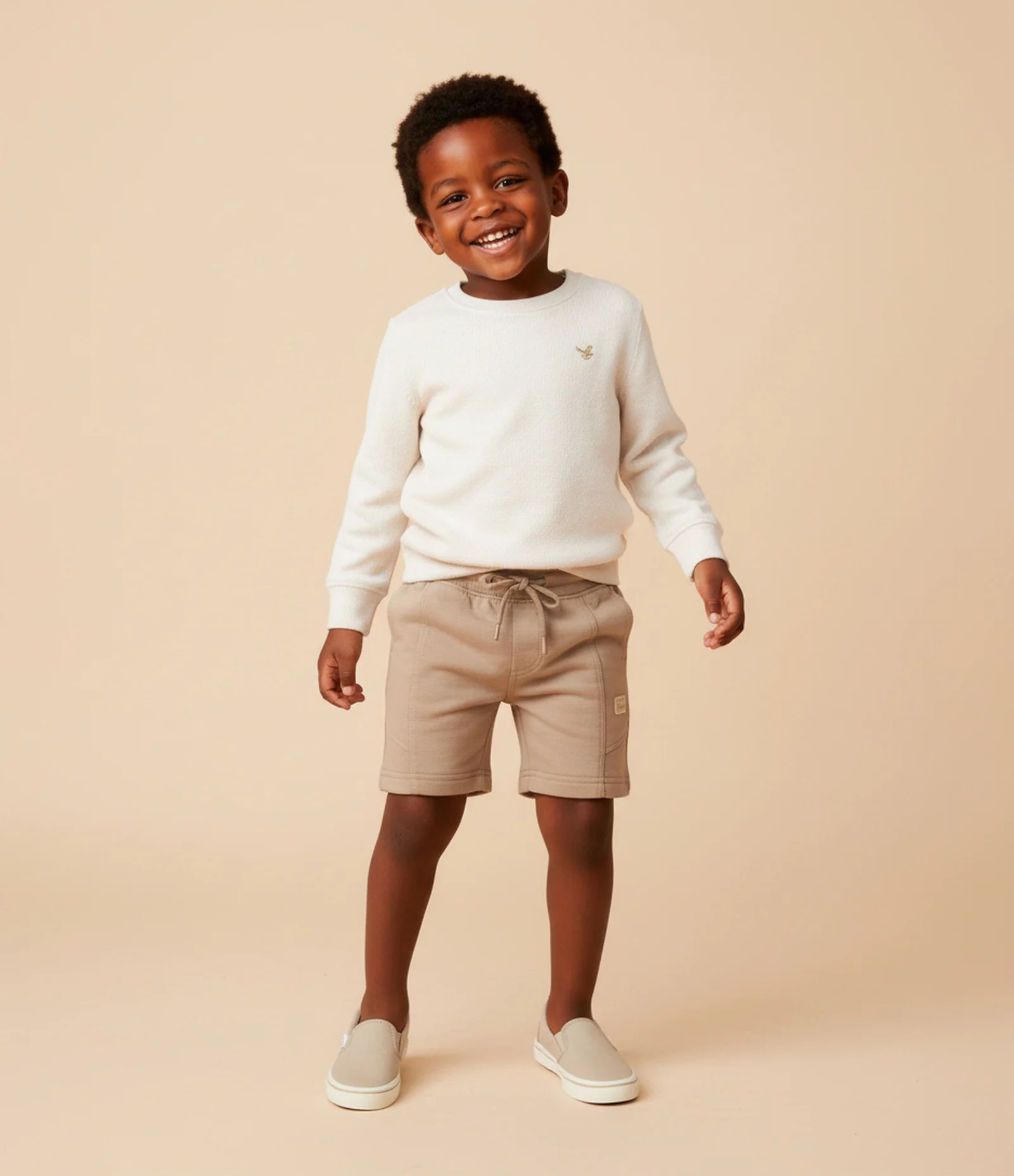 Blusão Infantil com Bordado Dino - Tam 1 a 6 Anos Bege Claro 1