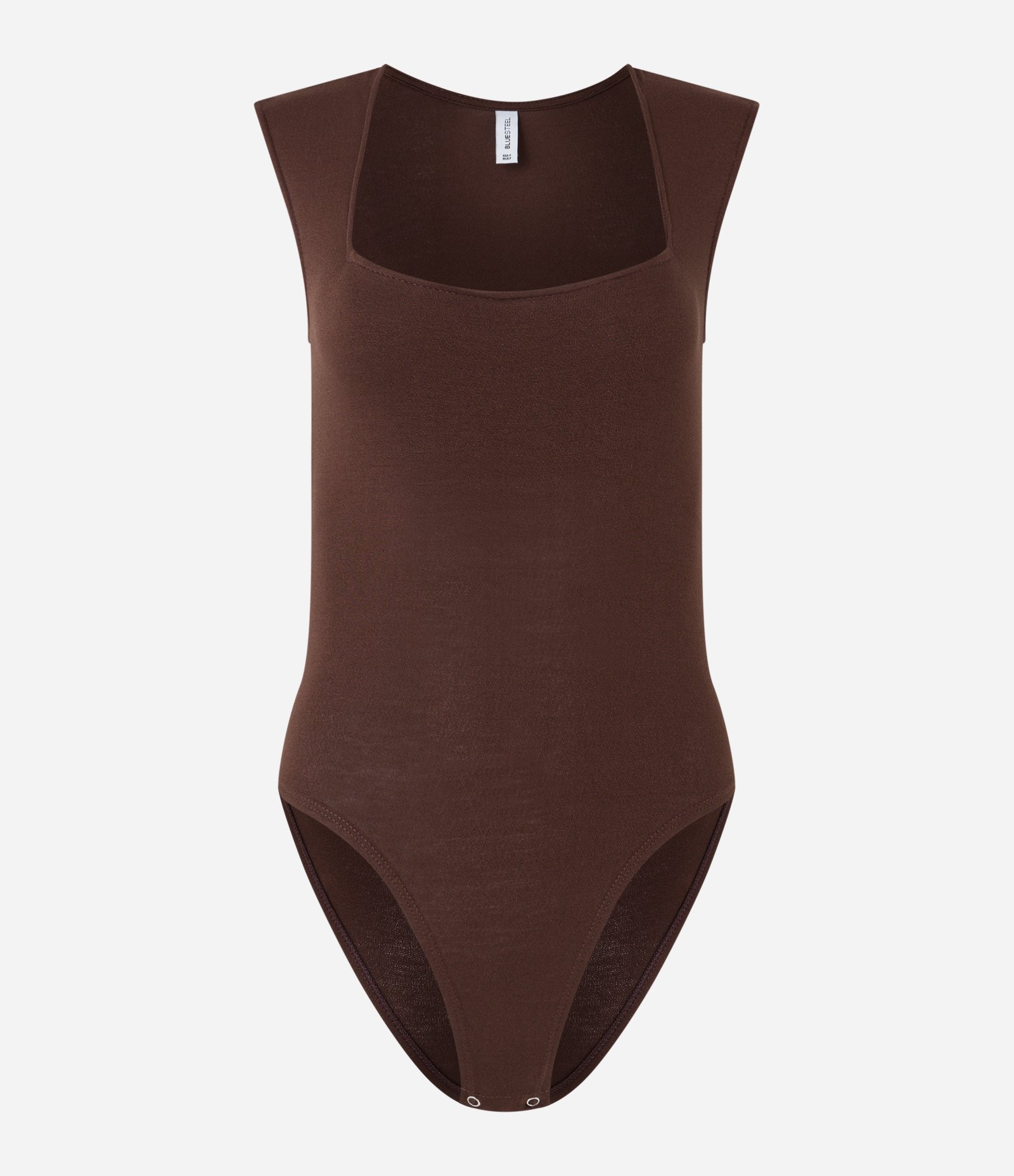 Body em Crepe com Decote Quadrado Marrom 6