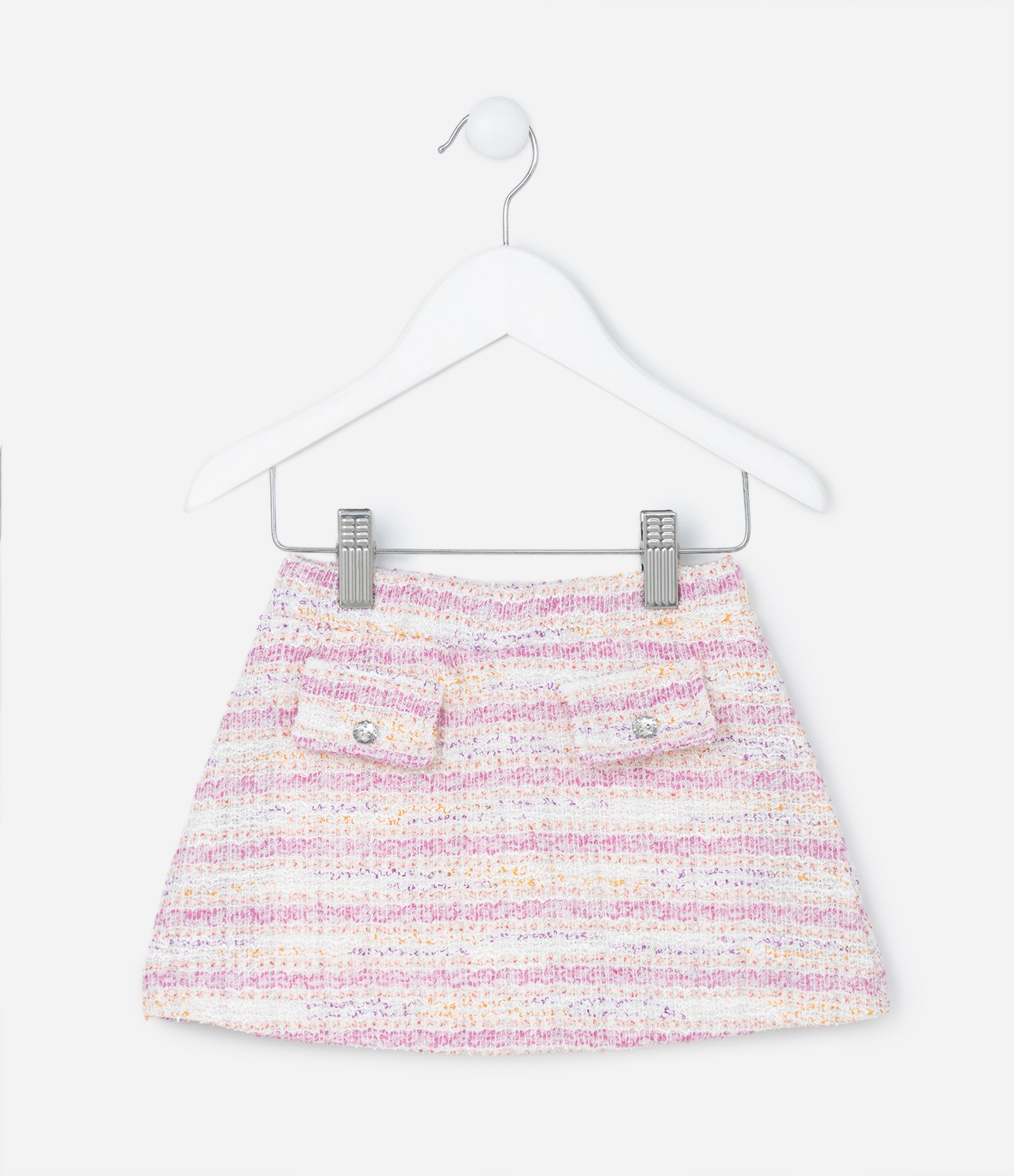 Short Saia Infantil em Tweed com Bolsinhos - Tam 1 a 5 Anos Rosa 1