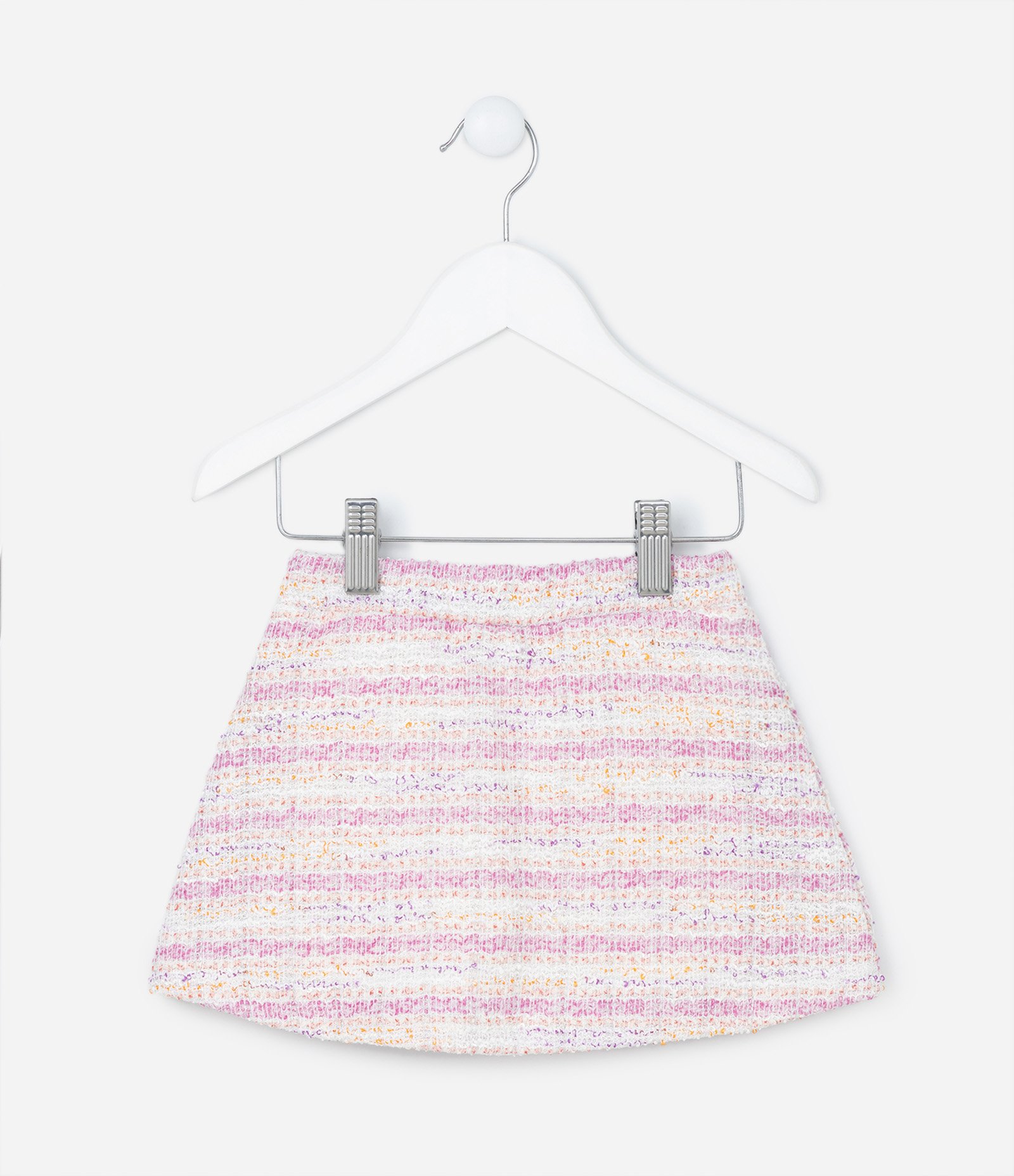 Short Saia Infantil em Tweed com Bolsinhos - Tam 1 a 5 Anos Rosa 2