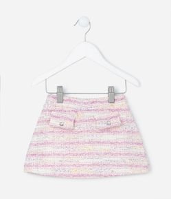Short Saia Infantil em Tweed com Bolsinhos - Tam 1 a 5 Anos