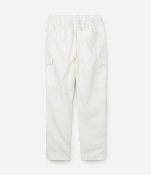 Calça Cargo em Sarja com Cós Elástico e Bolsos Laterais