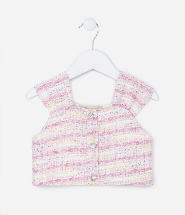 Blusa Cropped Infantil em Tweed com Alças Largas - Tam 1 a 5 Anos