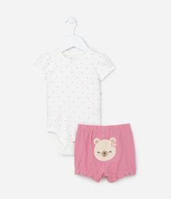 Conjunto Infantil com Bordado Ursinha - Tam 0 a 18 meses
