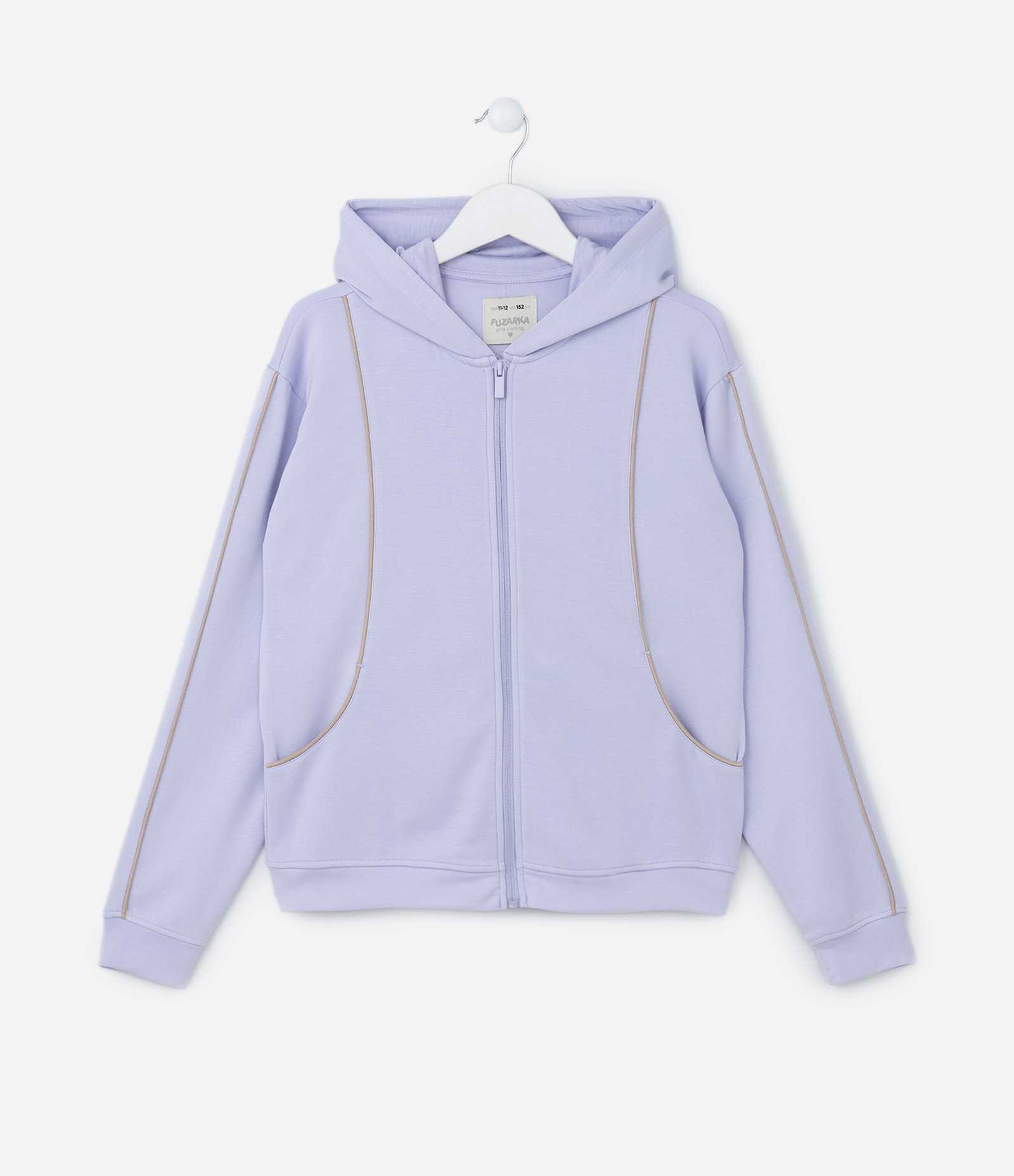 Jaqueta Infantil com Capuz e Viés Contrastantes - Tam 5 a 14 Anos Lilás 1