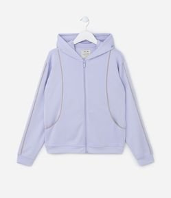 Jaqueta Infantil com Capuz e Viés Contrastantes - Tam 5 a 14 Anos