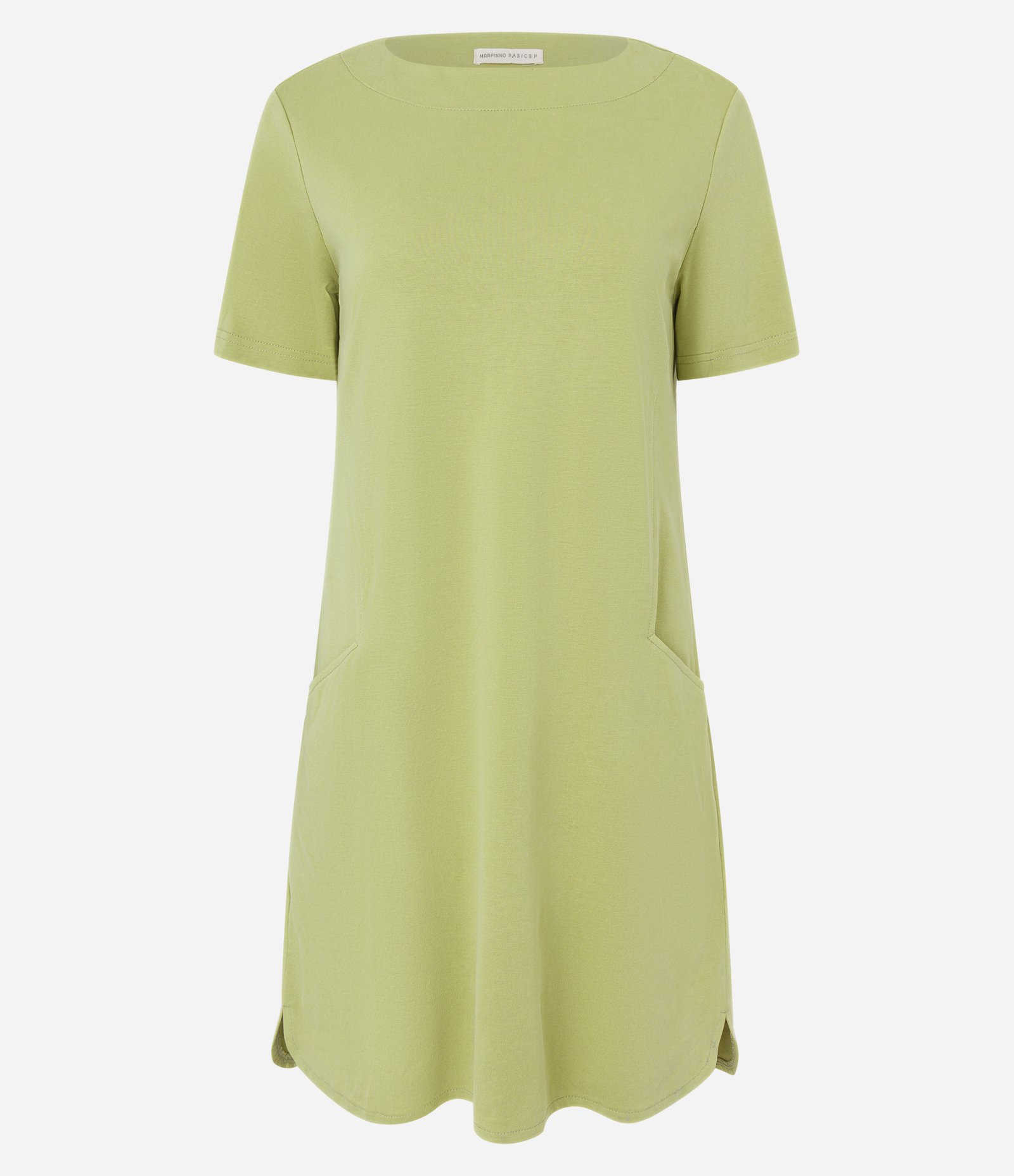 Vestido T-shirt Curto em Viscose com Bolsos Laterais Verde 5