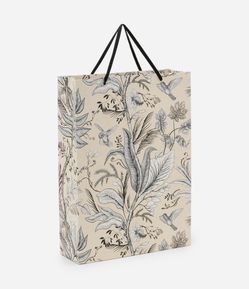 Embalagem de Presente Grande com Estampa de Folhagem