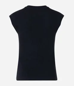 Blusa sem Manga em Ribana com Ombro Deslocado