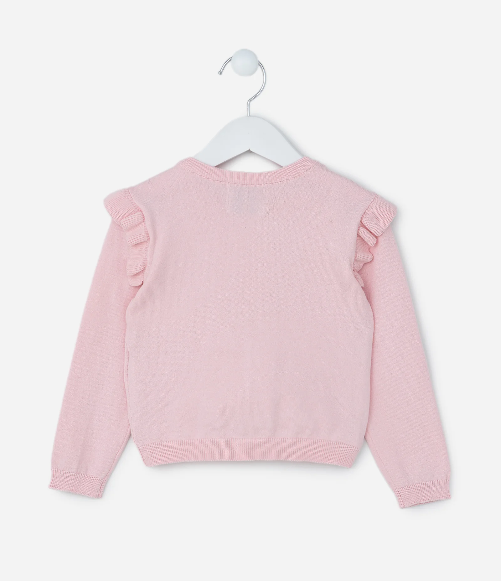 Suéter Infantil em Tricô com Babadinhos - Tam 1 a 5 Anos Rosa 2