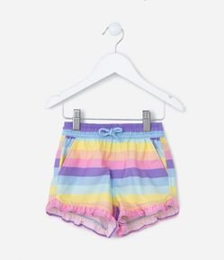 Short Infantil com Babadinhos e Listras - Tam 1 a 5 Anos