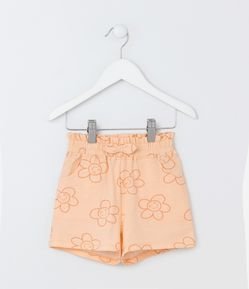 Short Infantil com Lacinho e Estampa Flor - Tam 1 a 5