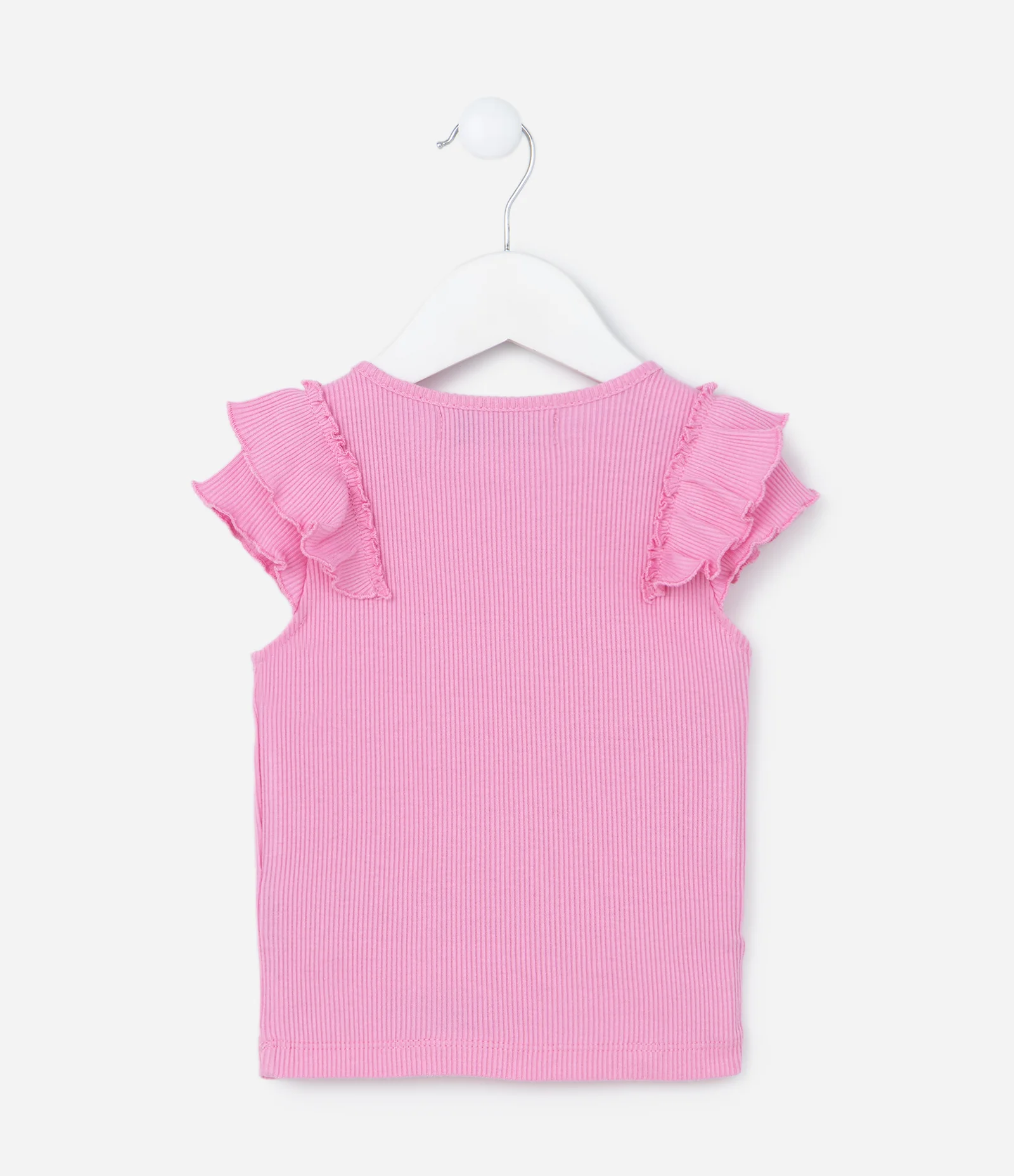 Blusa Infantil em Ribana com Babado nas Mangas - Tam 1 a 5 Anos Rosa 2