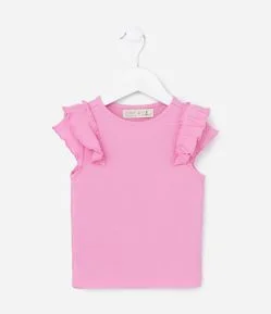 Blusa Infantil em Ribana com Babado nas Mangas - Tam 1 a 5 Anos