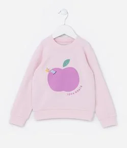 Blusão Infantil em Modal com Estampa Love Apple - Tam 1 a 5 Anos