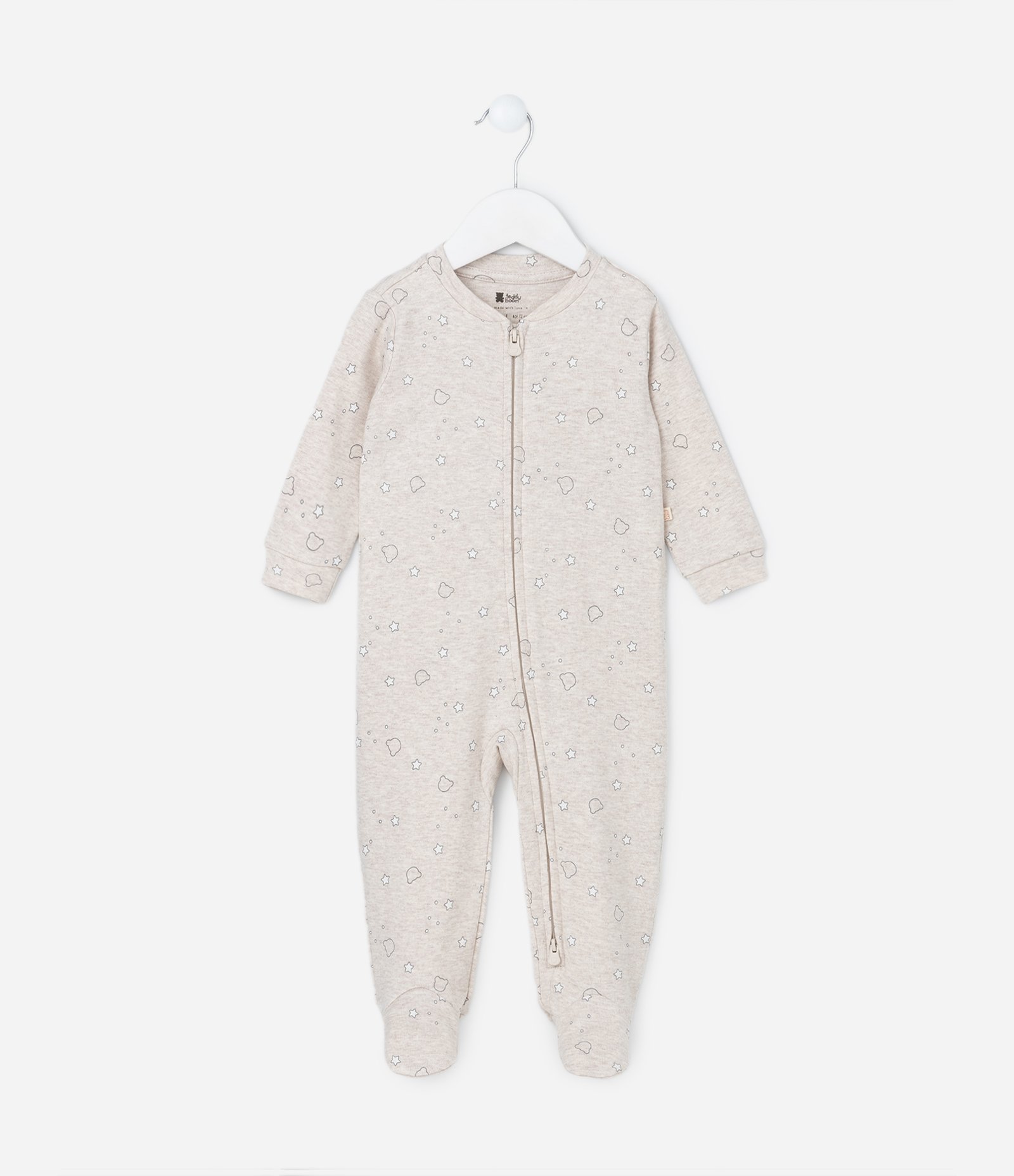 Macacão Infantil em Algodão com Estampa Estrelinhas Off White 1