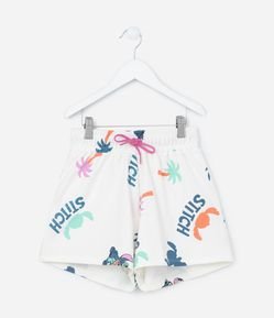 Short Runner Infantil em Moletom com Estampa do Stitch - Tam 5 a 14 Anos