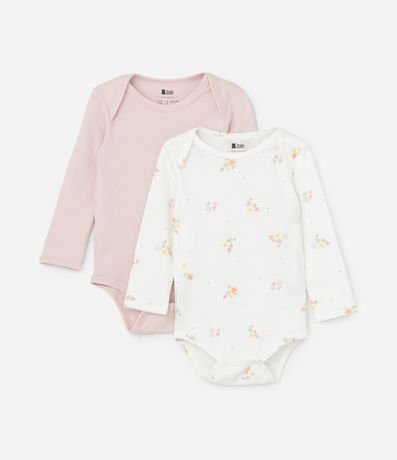 Kit 02 Bodies em Suedine com Estampa Floral - Tam RN a 9 meses Kit 02 Bodies em Suedine com Estampa Floral - Tam RN a 9 meses