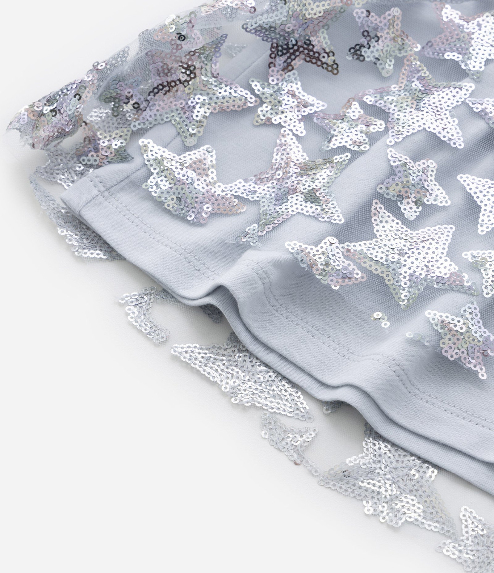 Saia Infantil em Tule com Bordado de Estrelas em Paetês - Tam 5 a 14 Anos Prata 4