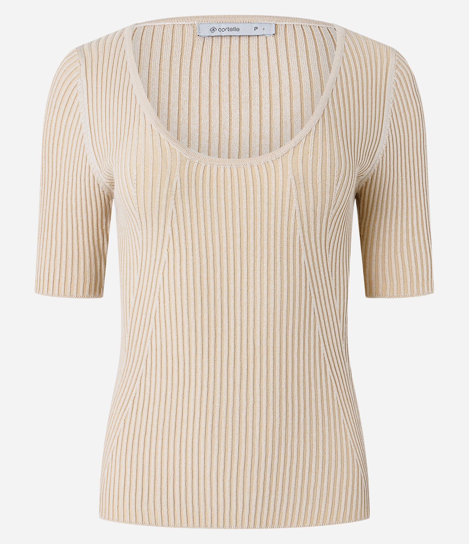 Blusa Canelada em Tricô com Decote U Bege 6