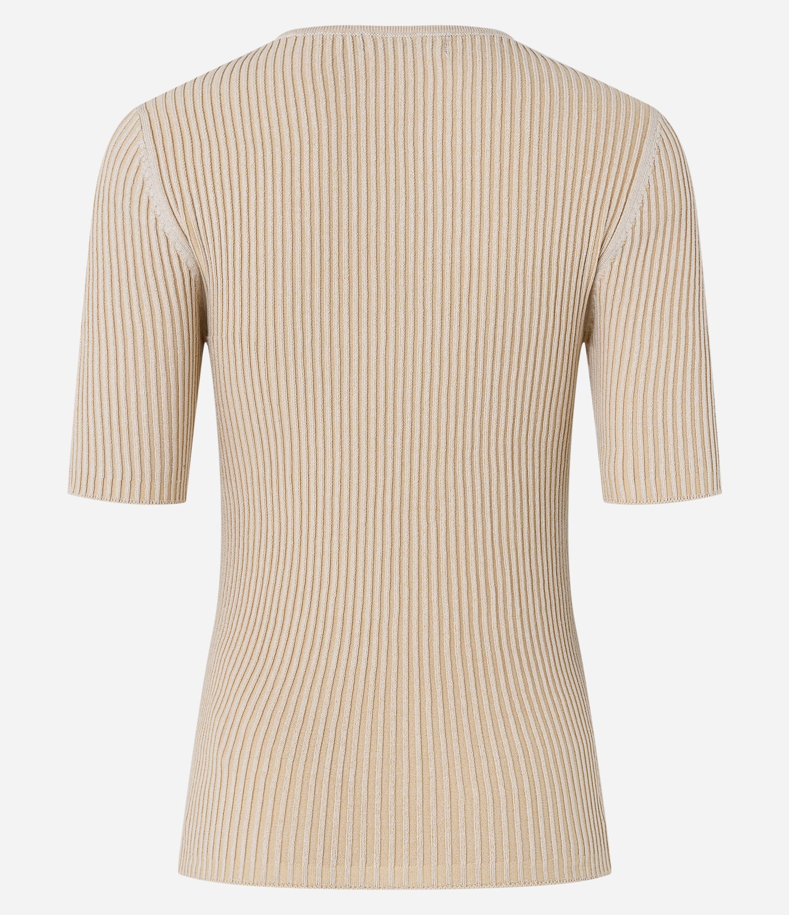 Blusa Canelada em Tricô com Decote U Bege 8