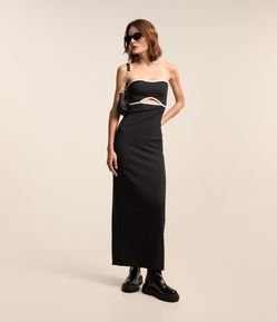 Vestido Longo Tomara que Caia com Detalhe Contrastante