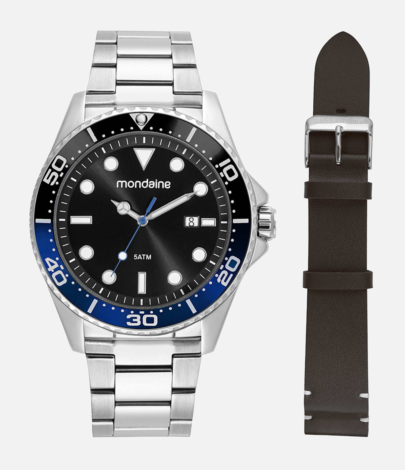 Kit Relógio Mondaine Masculino Analógico  Prata 1