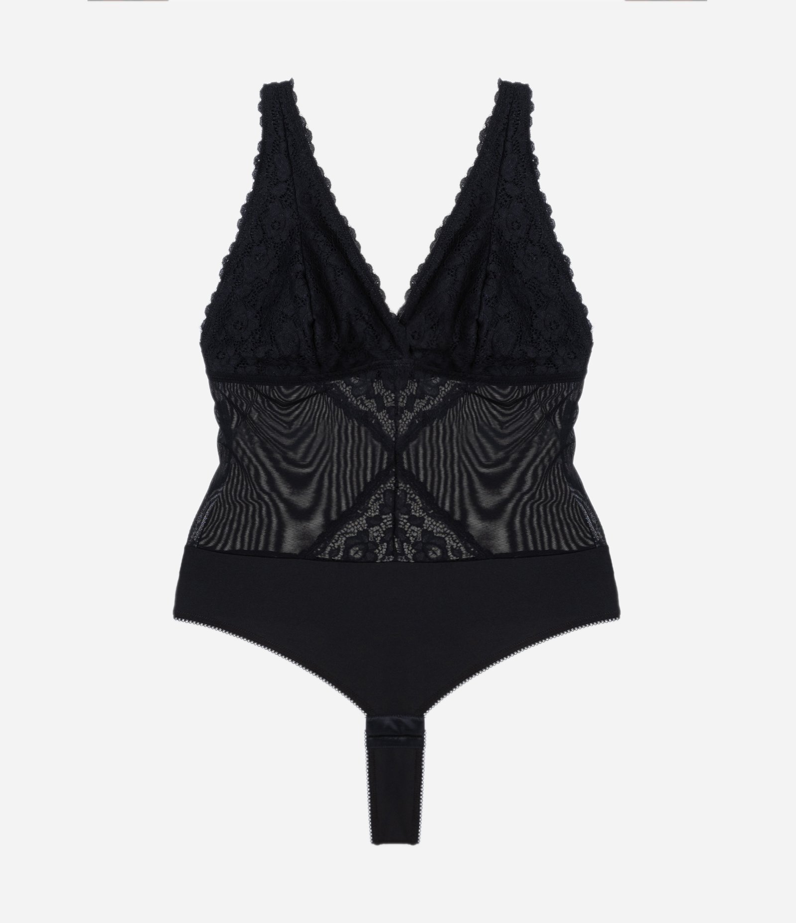 Body Sem Bojo em Tule com Renda Curve & Plus Size Preto 7