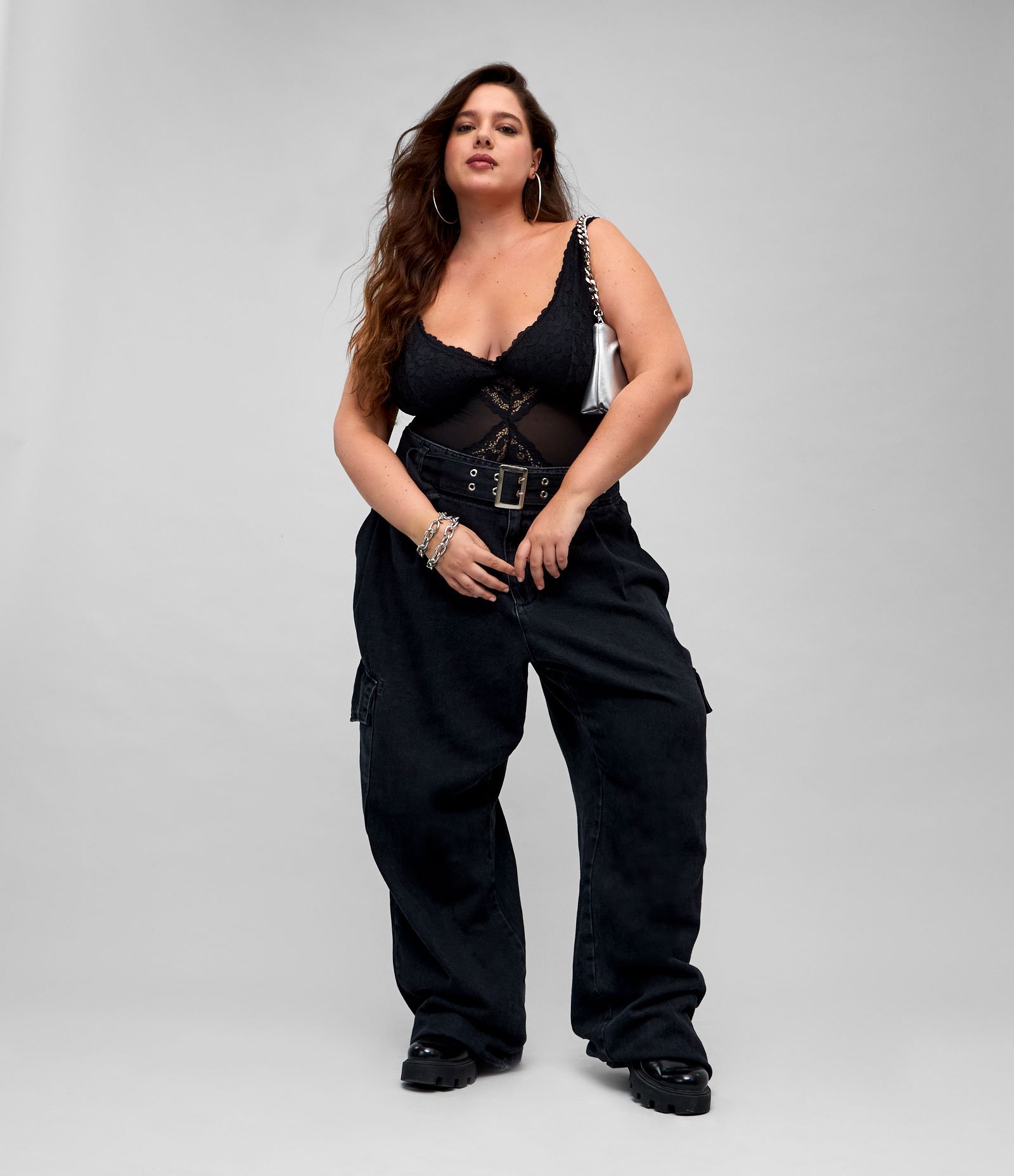 Body Sem Bojo em Tule com Renda Curve & Plus Size Preto 2