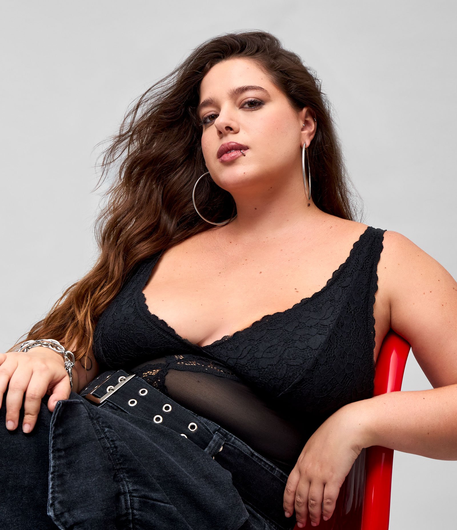 Body Sem Bojo em Tule com Renda Curve & Plus Size Preto 3