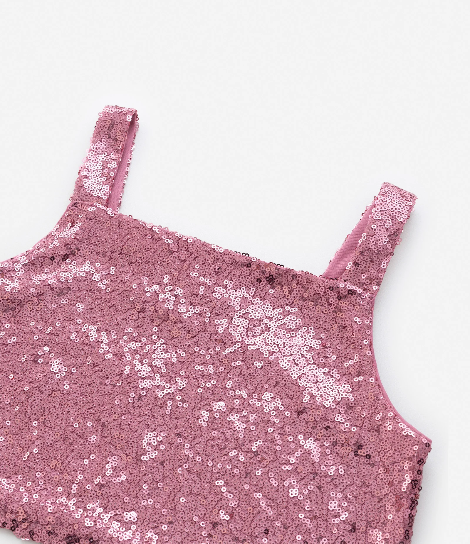 Regata Cropped Infantil em Paetê - Tam 5 a 14 Anos Rosa 5