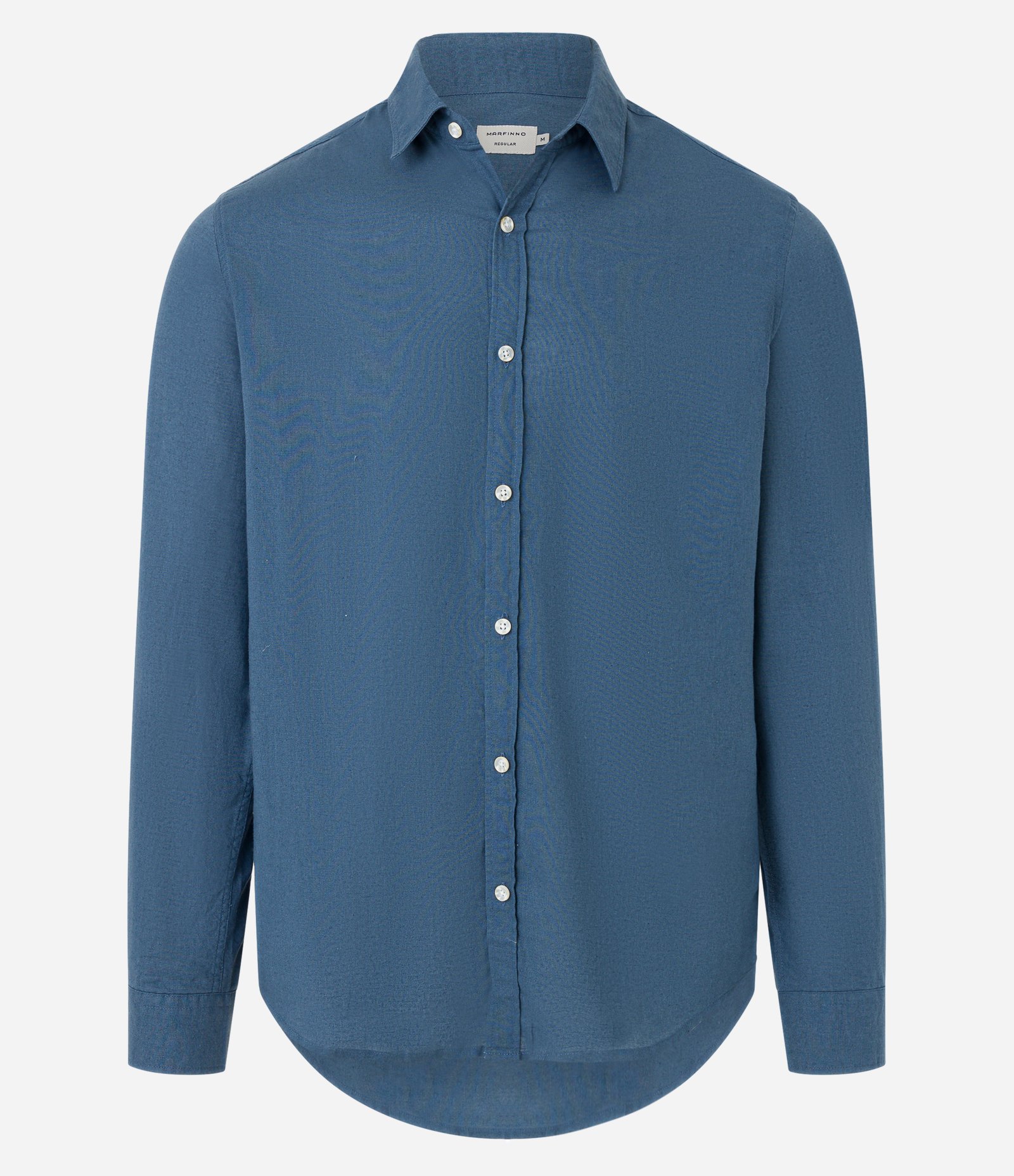 Camisa Comfort Básica em Linho e Algodão Azul 4