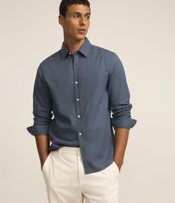 Camisa Comfort Básica em Linho e Algodão