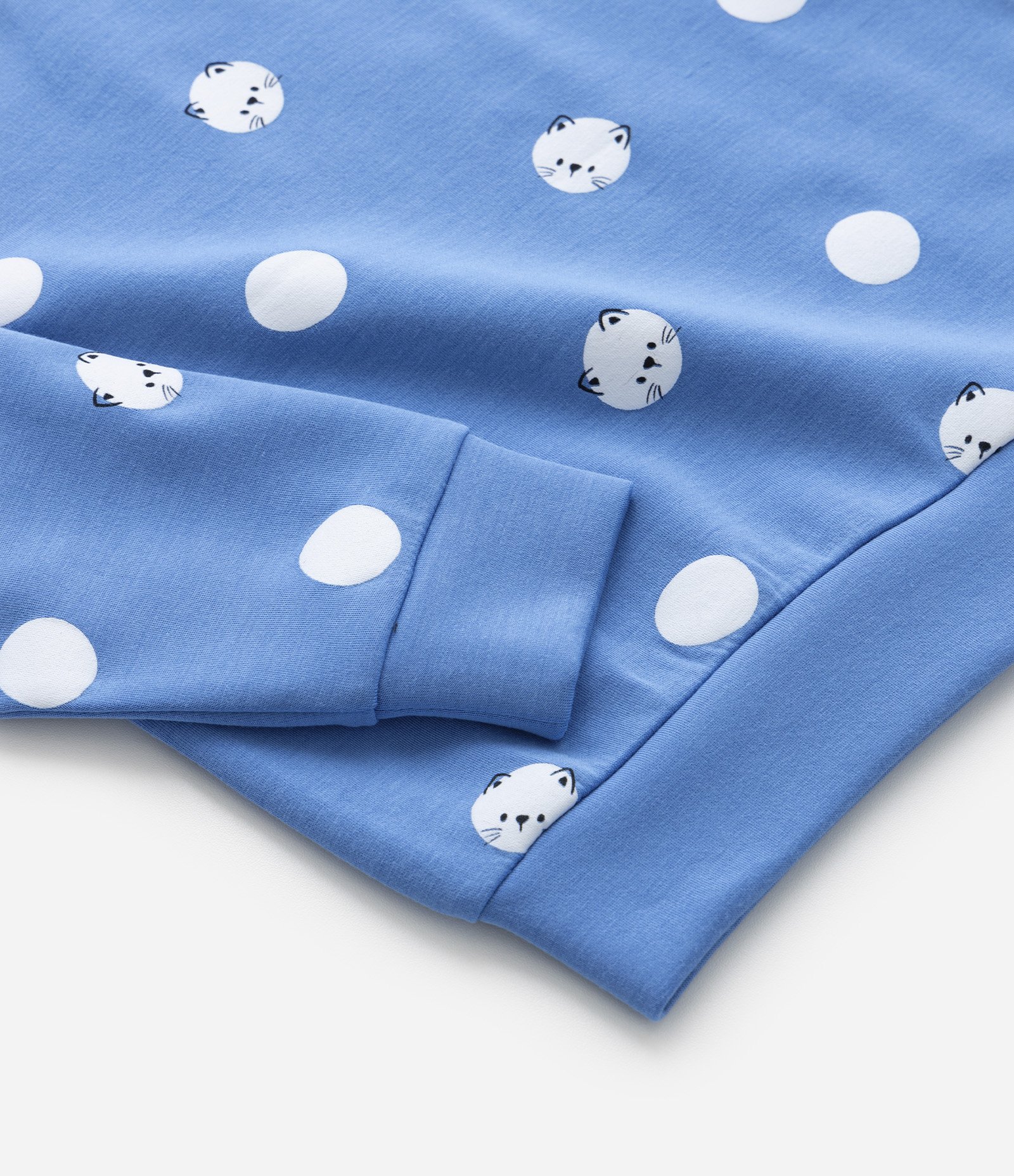 Blusão Infantil em Modal com Estampa de Bolinhas e Gatinhos - Tam 1 a 5 Anos Azul 4